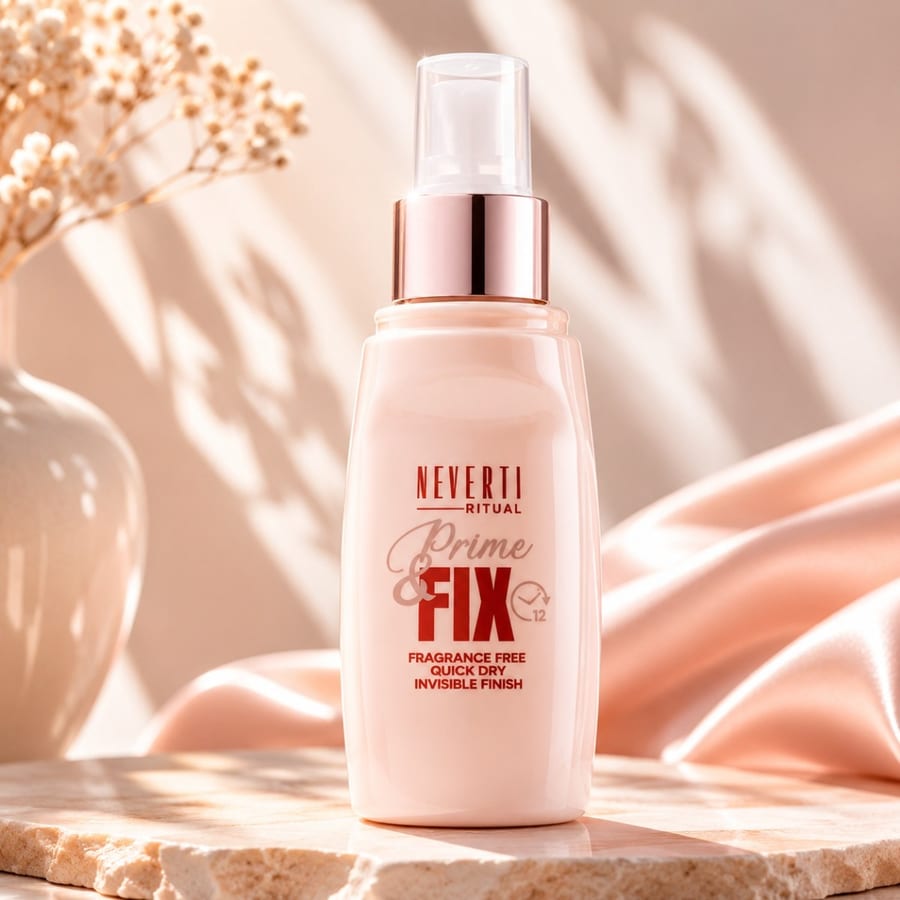NEVERTI Make Up Prime and Fix Spray - 100ml | نيفرتي بخاخ تثبيت المكياج و برايمر- 100 مل - 100مل