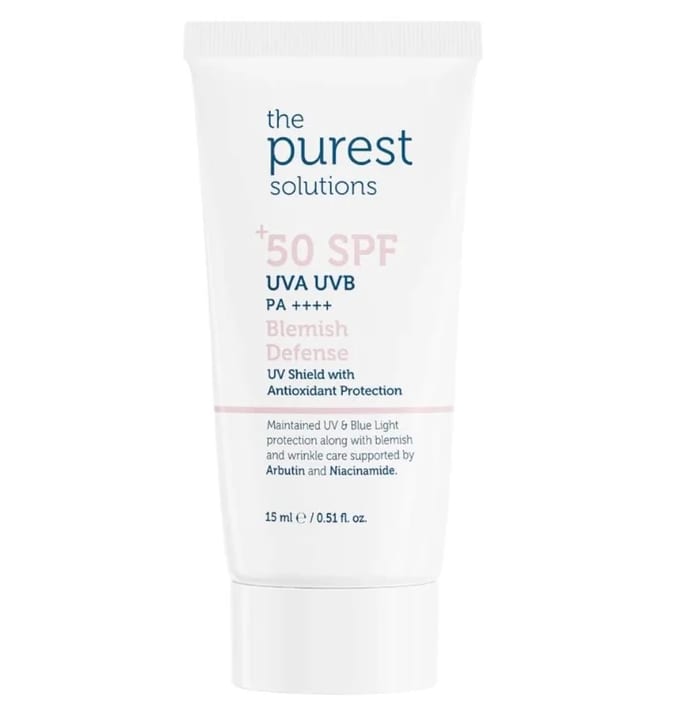 The purest solution pink Blemish Defense 15 ML Travel size - بيورست واقي شمس مضاد للأكسدة حجم السفر 15مل