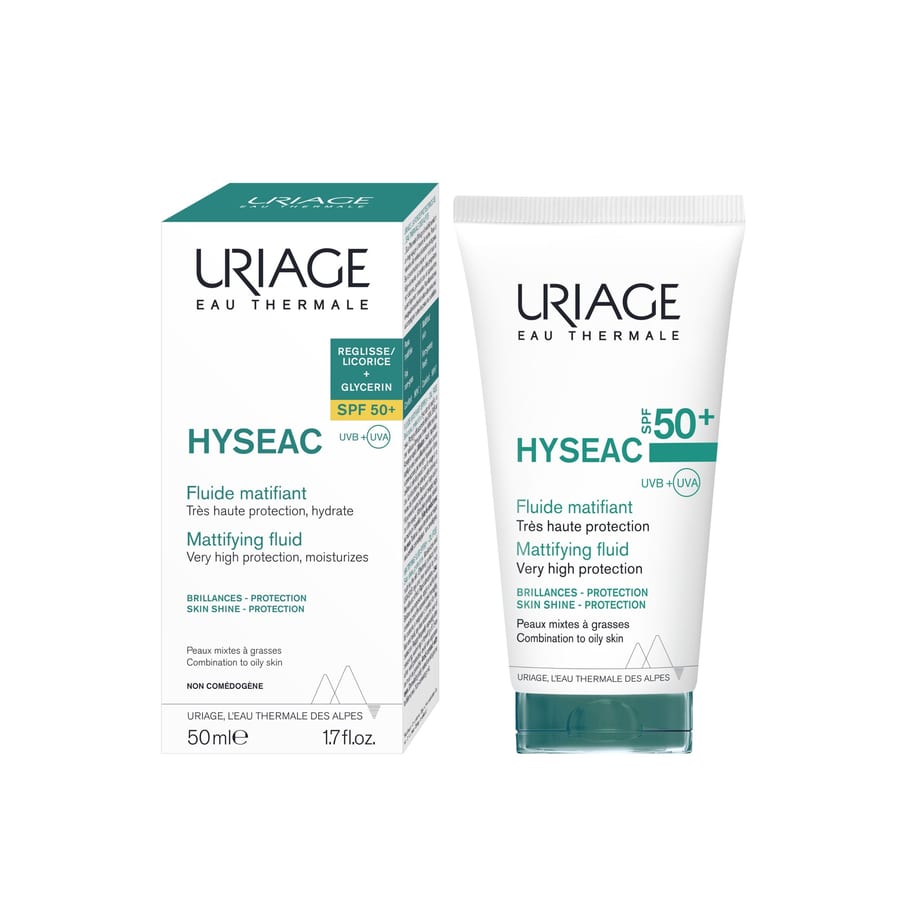 URIAGE Hyséac Mattifying Fluid SPF50+ 50ml يورياج واقي من اشعة الشمس مناسب للبشرة المعرضة للحبوب والشوائب