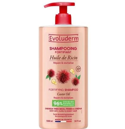 EVOLUDERM Castor Oil Fortifying Shampoo - 1000ml - إيفولوديرم - شامبو مقوي بزيت الخروع - 1000 مل