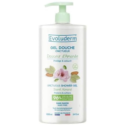 EVOLUDERM Vegan Almond Creamy Shower Gel 1000ml - جل استحمام إيفولوديرم النباتي الكريمي برائحة اللوز